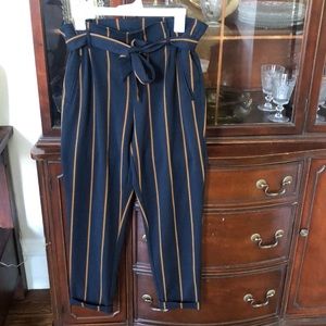 Striped Zara paper bag pants
